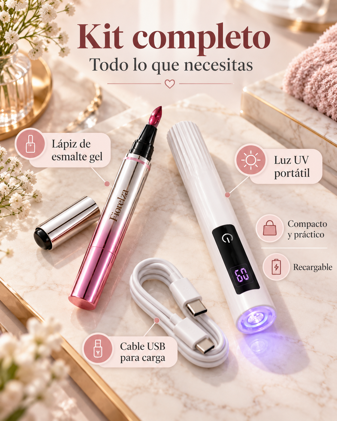 Infografía del contenido del kit Fiorelza